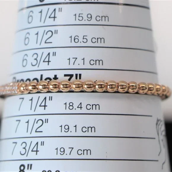 19890 Flexible Stretchy Bangle Bracelet 18k Rose Gold Pave Diamond Size Large - Picture 2 of 4